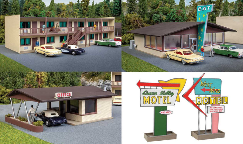 Walthers Cornerstone 933-3487 Vintage Motor Hotel with Office and Restaurant -- Kit, HO