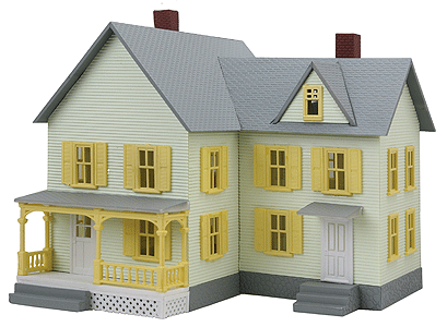 Model Power MDP780 Built-Up Buildings - Lighted w/2 Figures -- Dr. Andrew's House, HO Scale