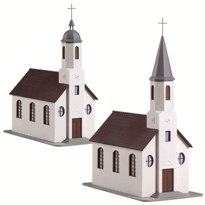 Model Power MDP785 St. Matthew's Church -- Assembled - 3-11/16 x 6-13/16 x 8-5/16" 9.4 x 17.3 x 21cm, HO Scale