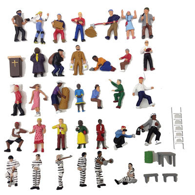 Model Power MDP6299 Painted Figures w/Accessories -- 36 Pieces, O Scale