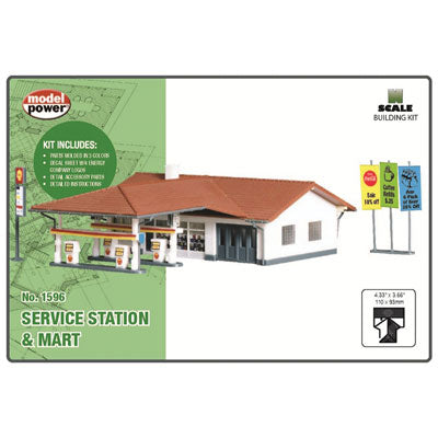Model Power MDP2622 Service Station & Mart -- Assembled - 4-5/16 x 3-11/16" 11 x 9.3cm, N Scale