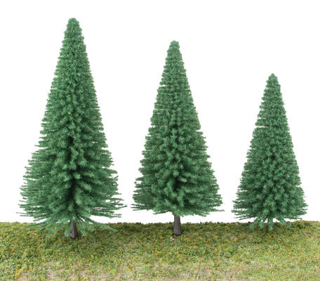 Walthers SceneMaster 949-1181 Pine Trees pkg(10) -- 5-1/2 to 7-3/8" 14 to 18cm w/Pin Base, All Scales