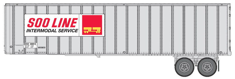Walthers SceneMaster 949-2613 Flexi-Van 40' Trailer 2-Pack - Assembled -- Soo Line (Intermodal Service placard; end doors), HO