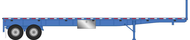 Walthers SceneMaster 949-2701  40' Flatbed Trailer - Ready to Run - 2-Pack -- Blue, HO