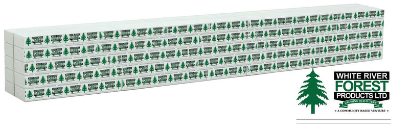 Walthers SceneMaster 949-3168 Wrapped Lumber Load for WalthersMainline 72' Centerbeam Flatcar -- White River Forest Products (green, black), HO