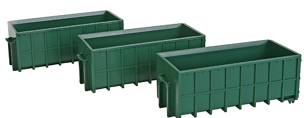 Walthers SceneMaster 949-4100 Large Dumpsters - Assembled -- Green pkg(3), HO Scale