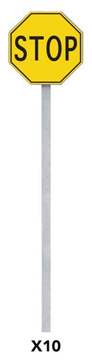 Walthers SceneMaster 949-4211 Stop Signs pkg(10) -- 1924-1954 (yellow, black), HO