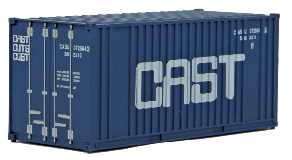 Walthers SceneMaster 949-8009 20' Corrugated Container with Flat Panel - Assembled -- CAST (blue, white), HO Scale