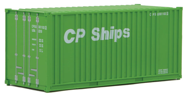 Walthers SceneMaster 949-8010 20' Corrugated Container with Flat Panel - Assembled -- CP Ships (green, white), HO Scale