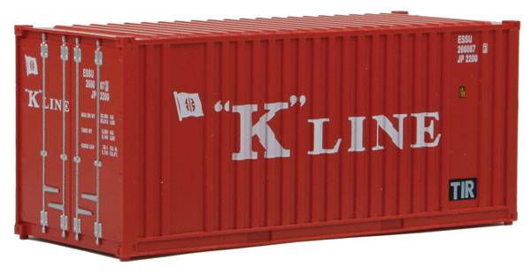 Walthers SceneMaster 949-8013 20' Corrugated Container with Flat Panel - Assembled -- K-Line (red, white), HO Scale