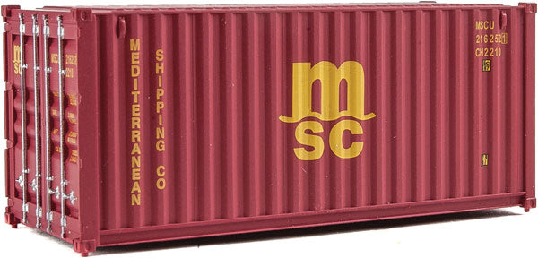 Walthers SceneMaster 949-8059 20' Corrugated Container - Assembled -- Mediterranean Shipping Co. (MSC) (red), HO Scale