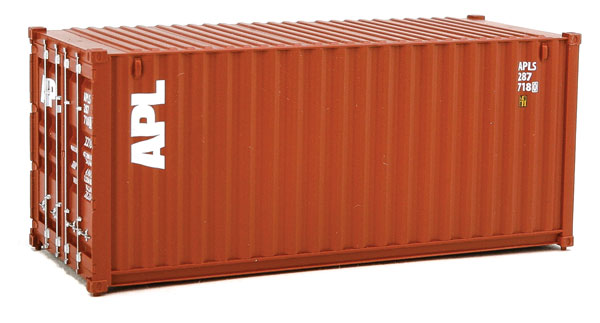 Walthers SceneMaster 949-8061 20' Corrugated Container - Assembled -- American President Lines (brown, white), HO Scale