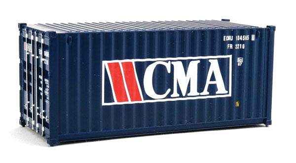 Walthers SceneMaster 949-8062 20' Corrugated Container - Assembled -- CMA (blue, white, red), HO Scale
