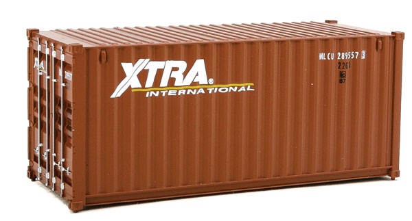 Walthers SceneMaster 949-8067 20' Corrugated Container - Assembled -- Xtra Leasing (brown, white), HO Scale