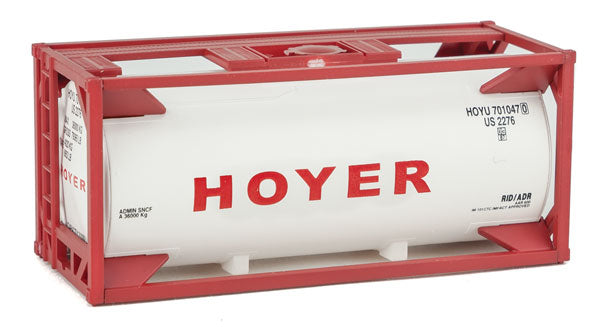 Walthers SceneMaster 949-8108 20' Tank Container - Kit -- Hoyer (white, red), HO Scale