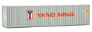 Walthers SceneMaster 949-8221 40' Hi-Cube Corrugated Container w/Flat Roof - Assembled -- Yang Ming (gray, red, blue), HO Scale