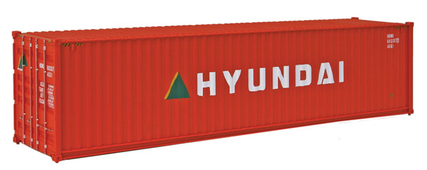 Walthers SceneMaster 949-8253 40' Hi Cube Corrugated Side Container - Assembled -- Hyundai (orange, white, green, yellow), HO Scale