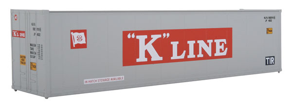Walthers SceneMaster 949-8351 40' Hi Cube Smooth Side Reefer Container - Assembled -- K-Line (grey, red, white), HO Scale