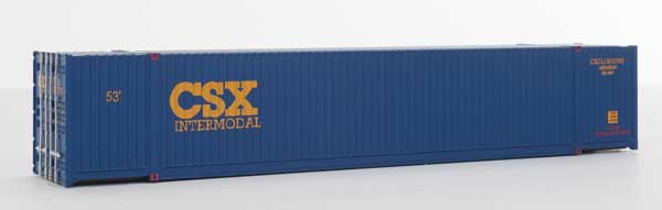 Walthers SceneMaster 949-8528 53' Singamas Corrugated-Side Container - Assembled -- CSX Intermodal (blue, yellow), HO Scale