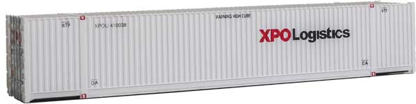 Walthers SceneMaster 949-8531 53' Singamas Corrugated-Side Container - Assembled -- XPO Logistics (white, black, red), HO Scale