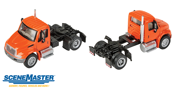Walthers SceneMaster 949-11133 International(R) 4300 Single-Axle Semi Tractor Only - Assembled -- Orange, HO Scale
