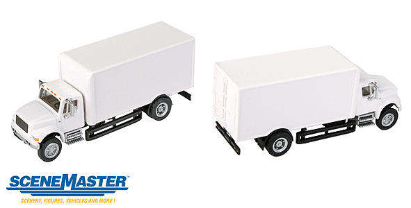 Walthers SceneMaster 949-11290 International(R) 4900 Single-Axle Box Van - Assembled -- White Cab & Box, HO Scale