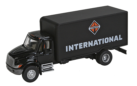 Walthers SceneMaster 949-11292 International 4300 Single-Axle Box Van Delivery Truck - Assembled (Black), HO