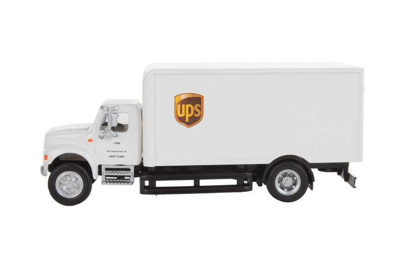 Walthers SceneMaster 949-11295 International(R) 4900 Single-Axle Box Van - Assembled -- UPS(R) Cartage Services (white), HO