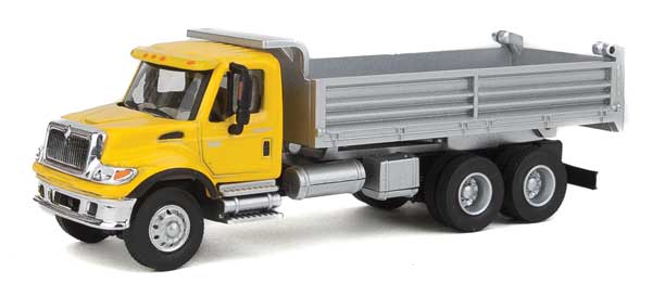 Walthers SceneMaster 949-11663 International(R) 7600 3-Axle Heavy-Duty Dump Truck - Assembled -- Yellow Cab, Silver Dump Body, HO Scale