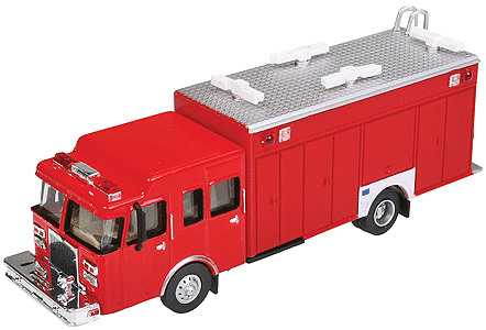 Walthers SceneMaster 949-13802 Hazardous Materials Fire Truck - Assembled -- Red, HO Scale