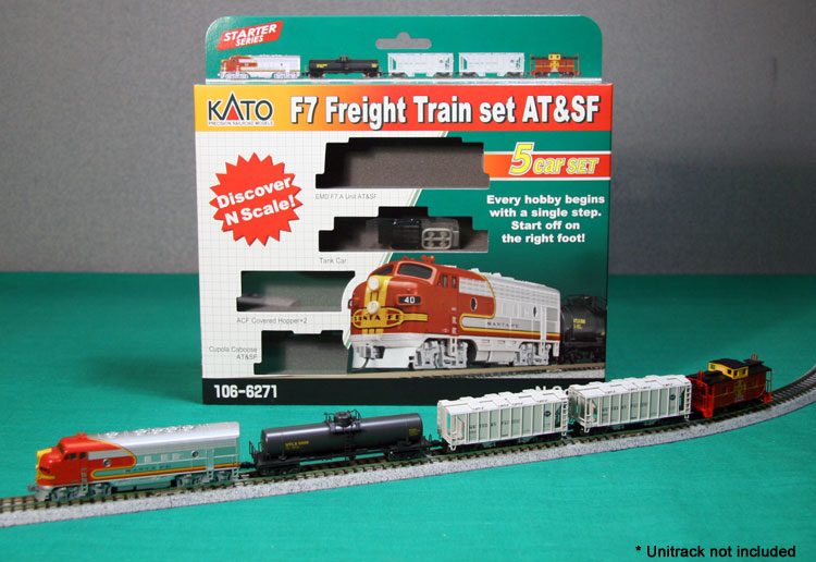 Kato 106-6271-DCC F7 Freight Train Set AT&SF w/ Ready to Run DCC, N Scale