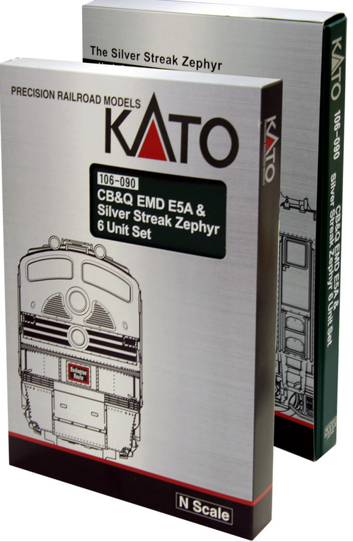 Kato USA 106-090 SILVER STREAK ZEPHER SET CBQ, N Scale