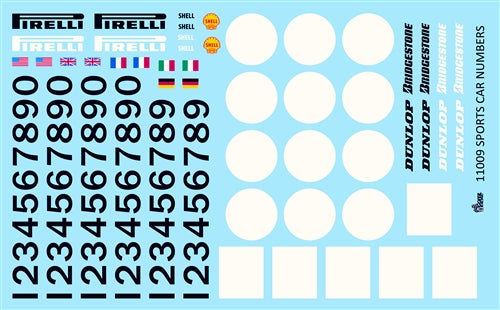 Gofer Racing 11009 Gofer Racing Sports Car Numbers Decal Sheet, 1:24 & 1:25 Scales