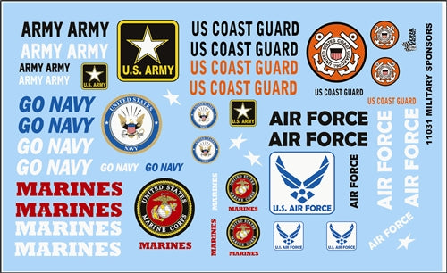 Gofer Racing 11031 Armed Services Model Car Decal Sheet, 1:24 & 1:25 Scales