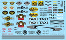 Gofer Racing 11059 TAXIS Model Car Decal Sheet, 1:24 & 1:25 Scales