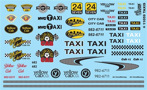 Gofer Racing 11059 TAXIS Model Car Decal Sheet, 1:24 & 1:25 Scales