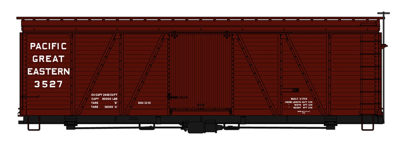 Accurail 11601 36' Fowler Wood Boxcar, Pacific Great Eastern Built: '14/'41, HO