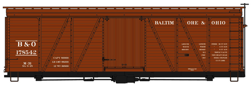 Accurail 1170 36'Fowler Wood Boxcar Baltimore & Ohio Built: 1928, HO