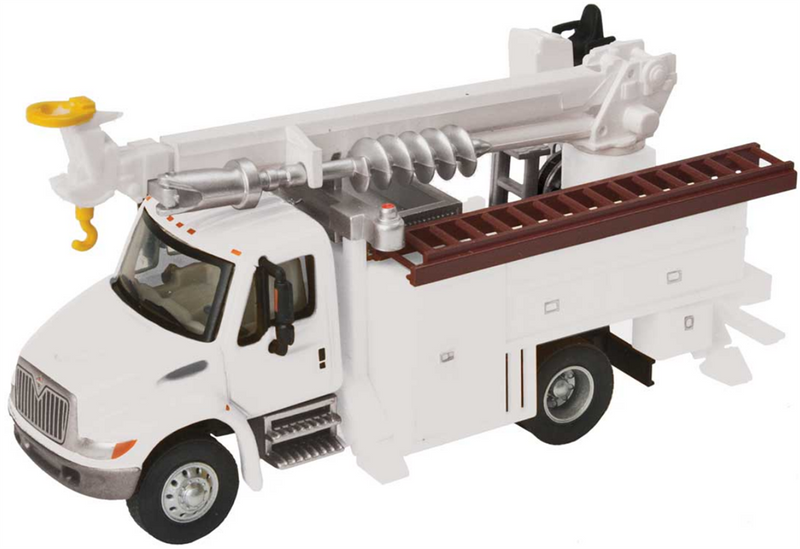 Walthers SceneMaster 949-11734 International(R) 4300 Utility Truck w/Drill - Assembled -- White w/Utility Company Decals, HO