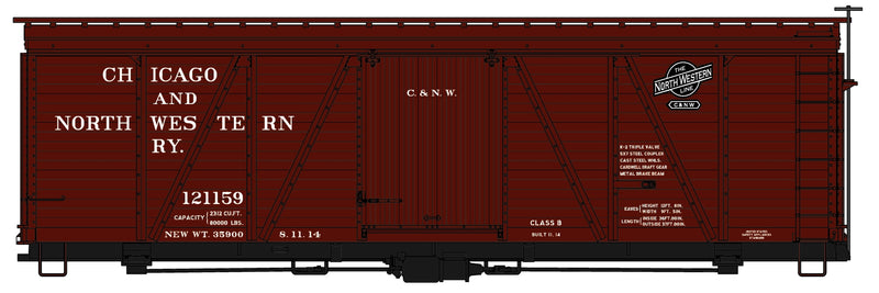 Accurail 1180 36'Fowler Wood Boxcar, Chicago & North Western Built 1914, HO