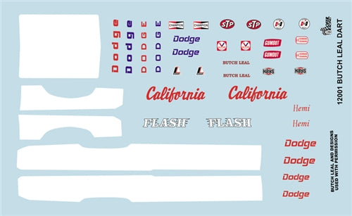 Gofer Racing 12001 Gofer Racing Butch Leal Dart Decal Sheet, 1:24 & 1:25 Scales