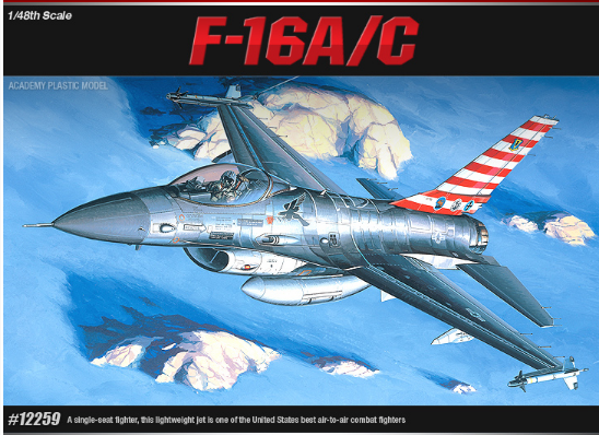 Academy Models 12259 F-16A/C Falcon USAF -- Plastic Model Airplane Kit -- 1/48 Scale