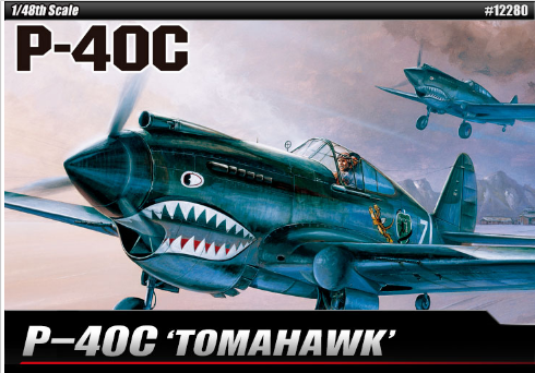 Academy Models 12280 P-40C TOMAHAWK -- Plastic Model Airplane Kit -- 1/48 Scale