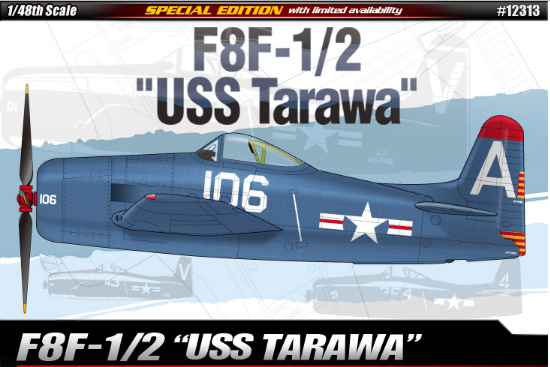 Academy Models 12313 F8F-1/2 USS Tarawa Ltd. Ed. -- Plastic Model Airplane Kit -- 1/48 Scale