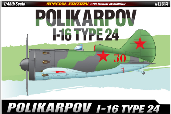 Academy Models 12314 Polikarpov I-16 Type 24 -- Plastic Model Airplane Kit -- 1/48 Scale