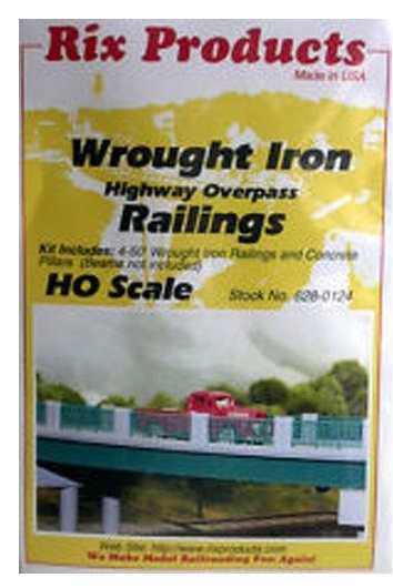 Rix Products- 6280124 Wrought Iron Concrete Highway Railings pkg (4), HO
