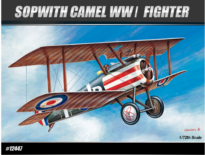 Academy Models 12447 Sopwith Camel WWI RAF Fighter -- Plastic Model Airplane Kit -- 1/72 Scale