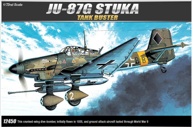 Academy Models 12450 JU87G-1 Stuka Tank Buster -- Plastic Model Airplane Kit -- 1/72 Scale