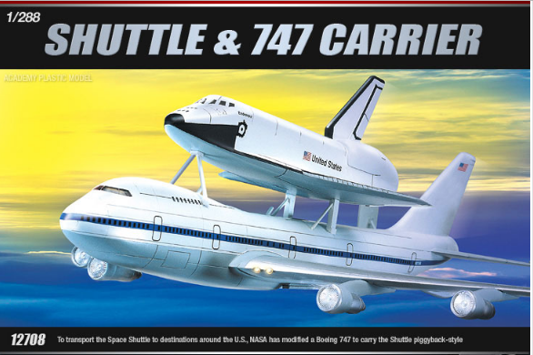 Academy Models 12708 Space Shuttle & B747 Carrier Aircraft -- Space Program Plastic Model Kit -- 1/288 Scale