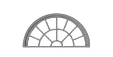 Tichy Train Group 2091 13-Pane Half-Round Masonry Window with Precut Glazing -- Actua Opening: 1.315 x .68" pkg(3), O Scale